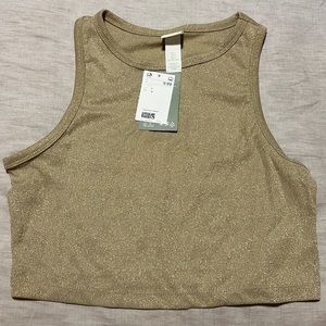 H&M gold sparkly cropped tank top, L